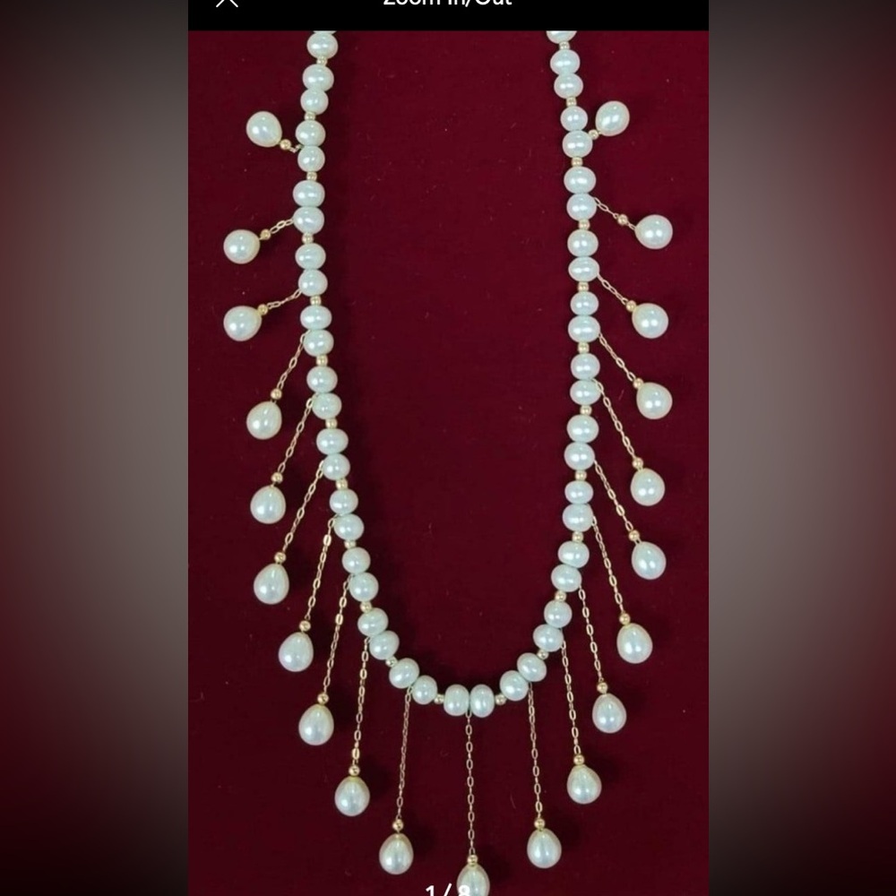 14K Zales Pearl & Gold Necklace